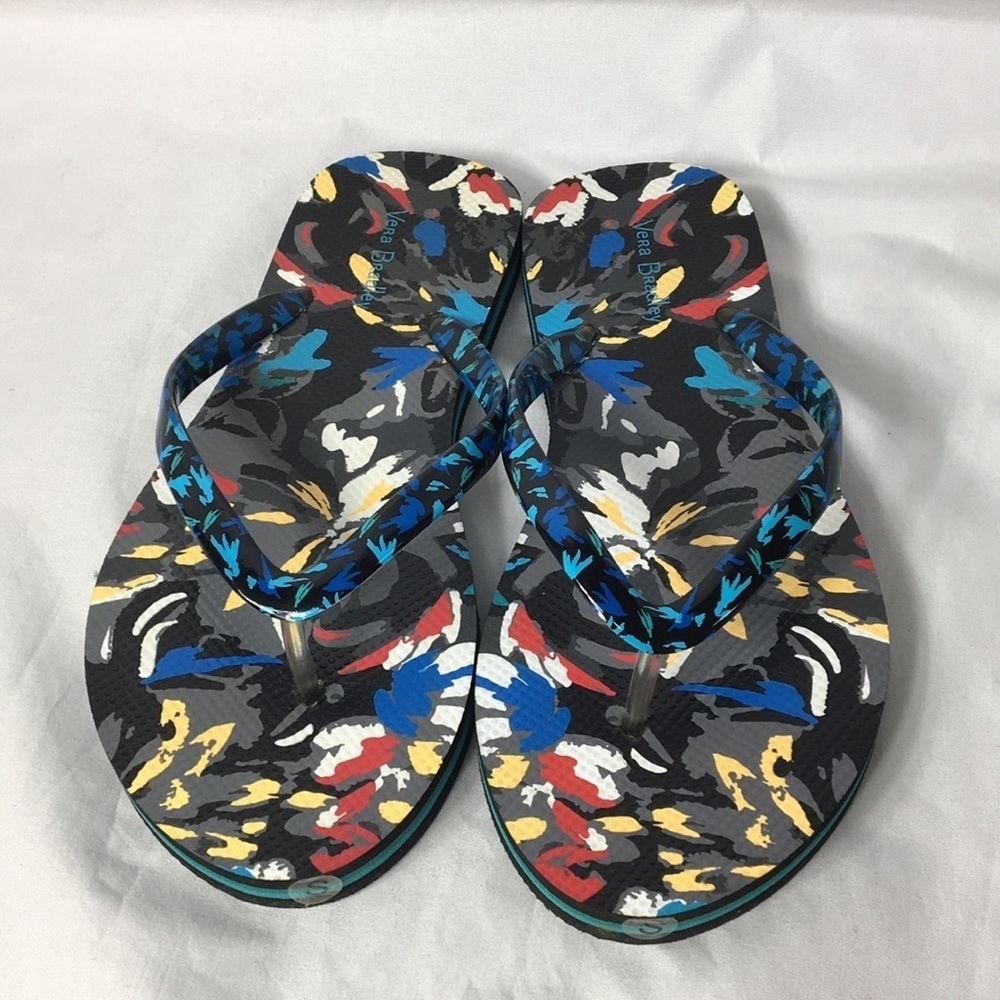 Vera Bradley Women’s Splash Floral Flip Flops Size 5/6 Like-NEW Condition - Picture 3 of 8